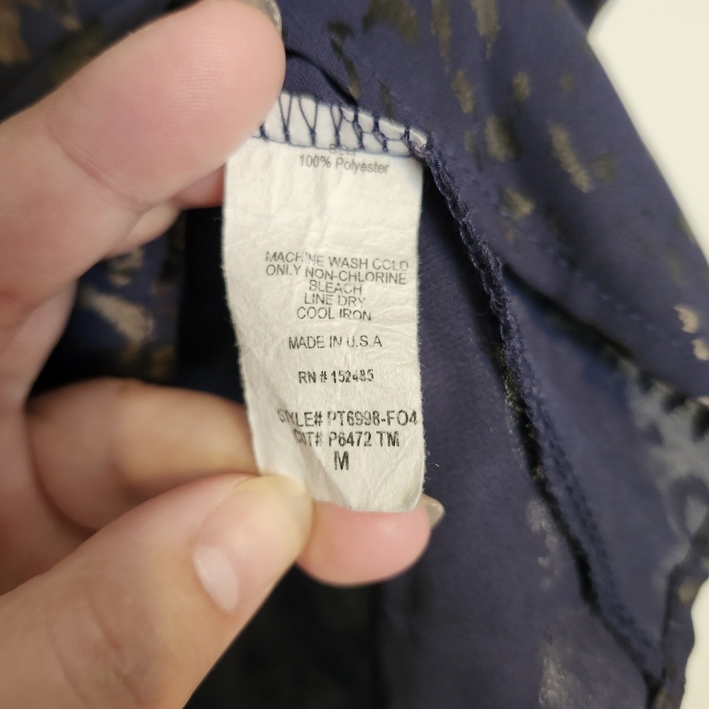 Foiled Navy Blue Leopard Print Women's Top - Picture 5 of 6